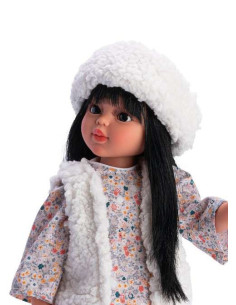 AS0516340-MG,Papusa Sabrina Bruneta cu Vesta si Caciulita Alba 40cm 2