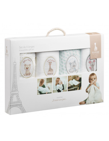 VU850724-MG,Set 4 Scutece Din Bumbac 70x70 cm Girafa Sophie