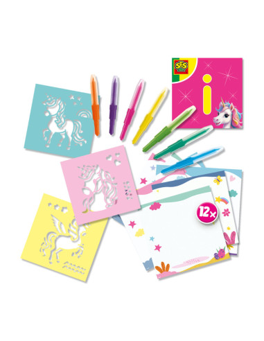 SA14725-MG,Set Creativ Carioci Cu Aerograf - Unicorni