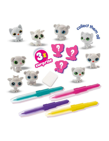SA14334-MG,Set de Carioci cu Aerograf si 3 Pisici Surpriza