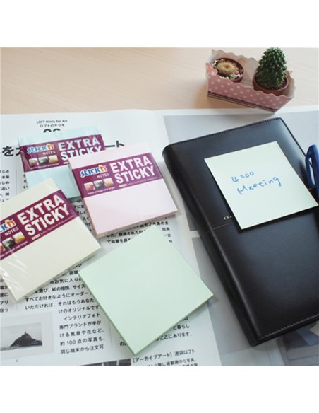 Notes autoadeziv extra-sticky, 76 x 76 mm, 90 file, Stick'n, Albastru pastel
