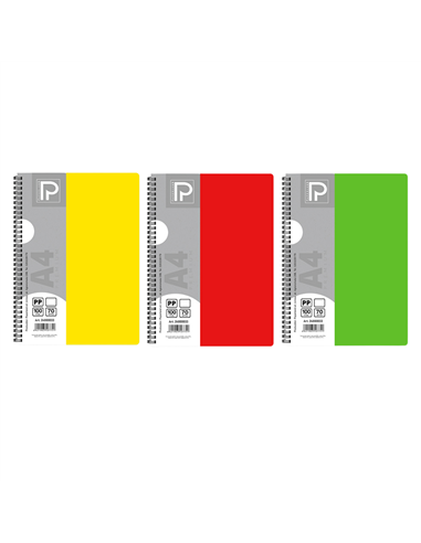 Caiet A4 cu spira Paperland, 100 file, 70g/mp, matematica, coperta plastic, Diverse culori