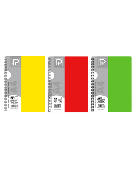 Caiet A4 cu spira Paperland, 100 file, 70g/mp, matematica, coperta plastic, Diverse culori