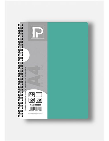 Caiet A4 cu spira Paperland, 100 file, 70g/mp, matematica, coperta plastic, Diverse culori
