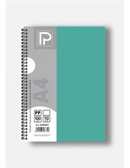 Caiet A4 cu spira Paperland, 100 file, 70g/mp, matematica, coperta plastic, Diverse culori
