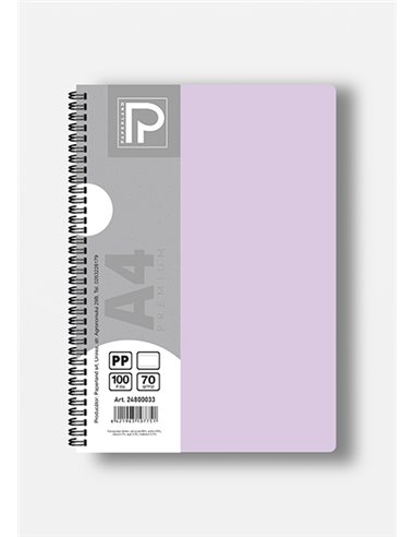 Caiet A4 cu spira Paperland, 100 file, 70g/mp, matematica, coperta plastic, Diverse culori