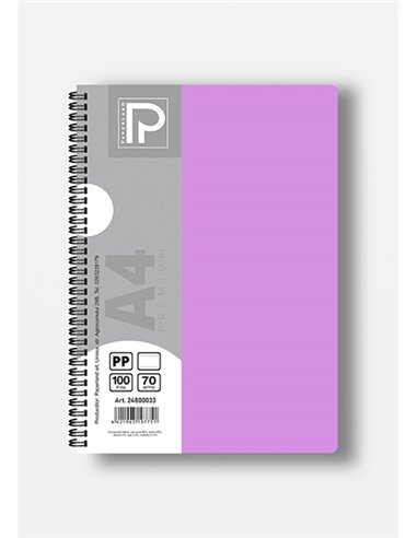 Caiet A4 cu spira Paperland, 100 file, 70g/mp, matematica, coperta plastic, Diverse culori