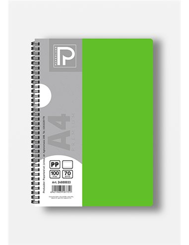 Caiet A4 cu spira Paperland, 100 file, 70g/mp, matematica, coperta plastic, Diverse culori