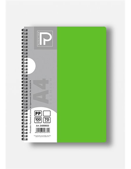 Caiet A4 cu spira Paperland, 100 file, 70g/mp, matematica, coperta plastic, Diverse culori