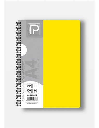 Caiet A4 cu spira Paperland, 100 file, 70g/mp, dictando, coperta plastic, Diverse culori