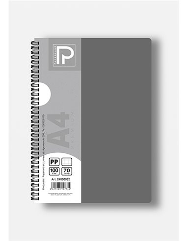 Caiet A4 cu spira Paperland, 100 file, 70g/mp, dictando, coperta plastic, Diverse culori
