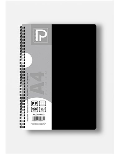 Caiet A4 cu spira Paperland, 100 file, 70g/mp, dictando, coperta plastic, Diverse culori