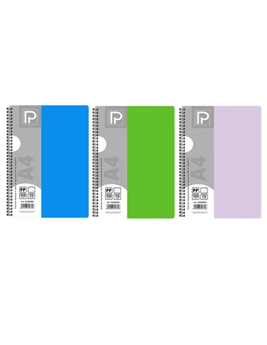 Caiet A4 cu spira Paperland, 120 file, 70g/mp, matematica, coperta plastic, Diverse culori