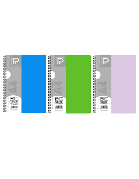Caiet A4 cu spira Paperland, 120 file, 70g/mp, matematica, coperta plastic, Diverse culori