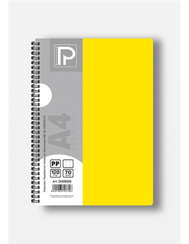 Caiet A4 cu spira Paperland, 120 file, 70g/mp, matematica, coperta plastic, Diverse culori