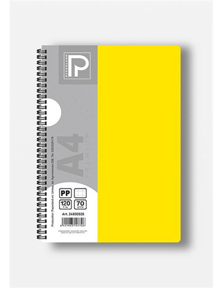 Caiet A4 cu spira Paperland, 120 file, 70g/mp, matematica, coperta plastic, Diverse culori
