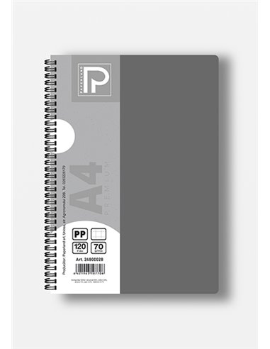 Caiet A4 cu spira Paperland, 120 file, 70g/mp, matematica, coperta plastic, Diverse culori