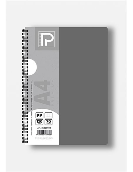 Caiet A4 cu spira Paperland, 120 file, 70g/mp, matematica, coperta plastic, Diverse culori