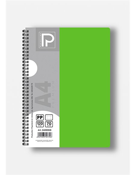 Caiet A4 cu spira Paperland, 120 file, 70g/mp, matematica, coperta plastic, Diverse culori
