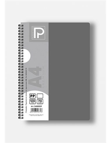 Caiet A4 cu spira Paperland, 120 file, 70g/mp, dictando, coperta plastic, Diverse culori