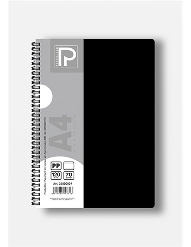 Caiet A4 cu spira Paperland, 120 file, 70g/mp, dictando, coperta plastic, Diverse culori