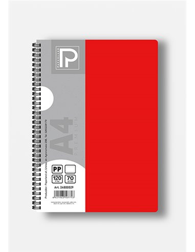 Caiet A4 cu spira Paperland, 120 file, 70g/mp, dictando, coperta plastic, Diverse culori