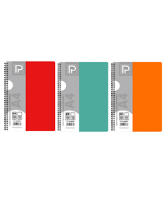 Caiet A4 cu spira Paperland, 120 file, 70g/mp, dictando, coperta plastic, Diverse culori