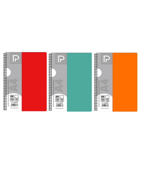 Caiet A4 cu spira Paperland, 120 file, 70g/mp, dictando, coperta plastic, Diverse culori