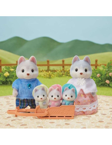 SF5636-MG,Figurine Sylvanian Families - Familia Catelusilor Husky