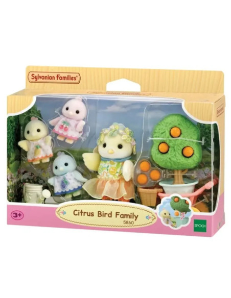 SF5860-MG,FIGURINE SYLVANIAN FAMILIES-FAMILIA PASARILOR CU PORTOCALE