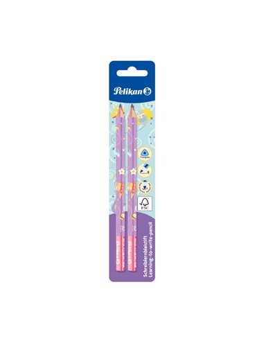 Set 2 creioane grafit Jumbo Pelikan invata sa scrii, Mov