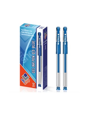 Set 12 pixuri cu gel Offishop, 0.5 mm, mina albastra