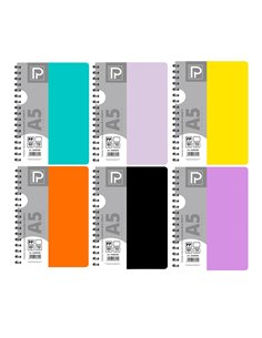 Caiet A5 cu spira Paperland, 80 file, 70g/mp, dictando, coperta plastic, Diverse culori