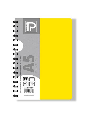 Caiet A5 cu spira Paperland, 80 file, 70g/mp, matematica, coperta plastic, Diverse culori