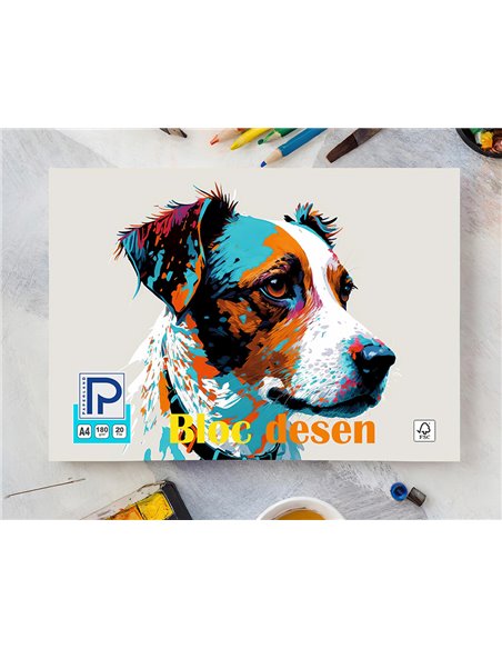 Bloc desen A4 Paperland, 20 file, 180 g/mp, coperta carton, Diverse modele