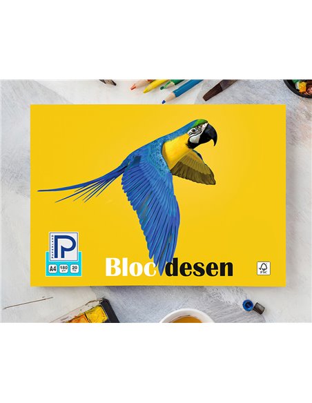 Bloc desen A4 Paperland, 20 file, 180 g/mp, coperta carton, Diverse modele