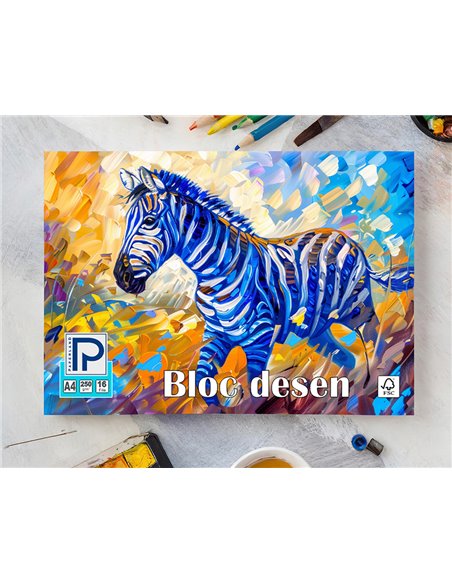 Bloc desen A4 Paperland, 16 file, 250 g/mp, coperta carton, Diverse modele