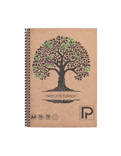 Caiet A4 cu spira Paperland, 96 file, 70g/mp, dictando, coperta carton, Natural edition