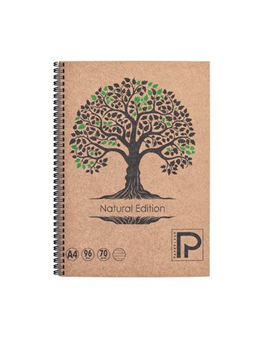 Caiet A4 cu spira Paperland, 96 file, 70g/mp, dictando, coperta carton, Natural edition
