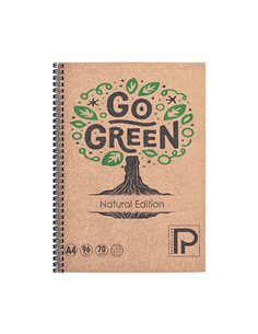 Caiet A4 cu spira Paperland, 96 file, 70g/mp, matematica, coperta carton, Natural edition