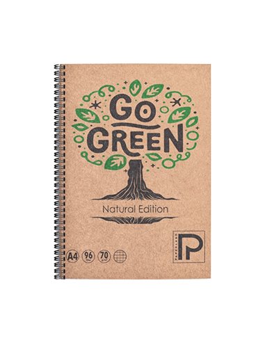 Caiet A4 cu spira Paperland, 96 file, 70g/mp, matematica, coperta carton, Natural edition