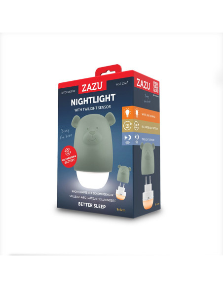 ZA-BENNY-02,Lampa de veghe cu senzor de lumina Benny the Bear, Zazu Kids, Verde