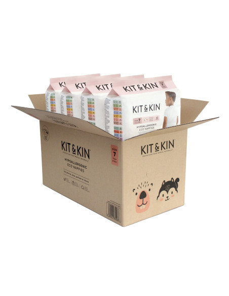 KKS7NAPPIESCASE,Scutece Hipoalergenice Eco Kit&Kin, Marimea 7, 17kg+, 88 buc