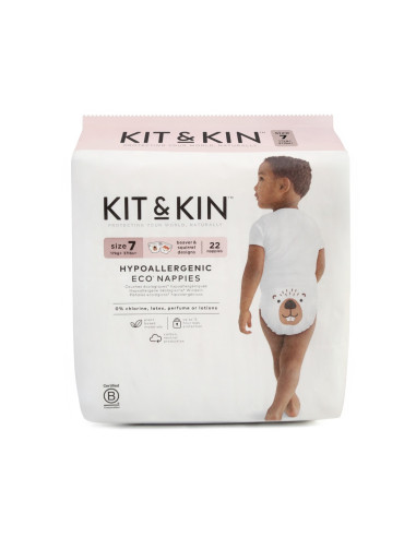 KKS7NAPPIESCASE,Scutece Hipoalergenice Eco Kit&Kin, Marimea 7, 17kg+, 88 buc
