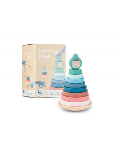 GA544,Turn de stivuire cu inele din lemn, BS Toys