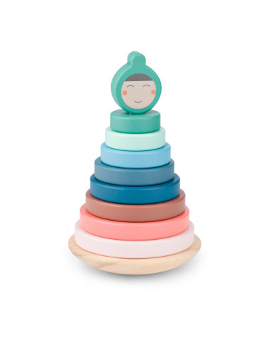 GA544,Turn de stivuire cu inele din lemn, BS Toys