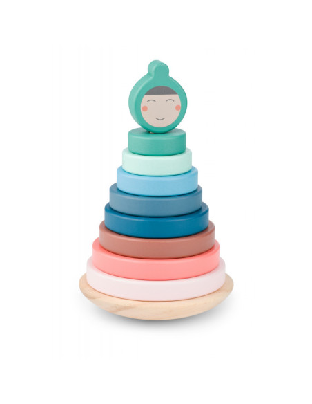 GA544,Turn de stivuire cu inele din lemn, BS Toys