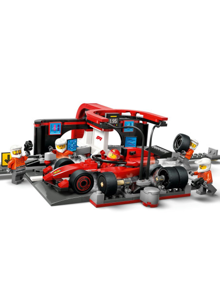 LEGO-60443,Lego City Boxa Si Mecanici F1 Cu Masina Ferrari 60443