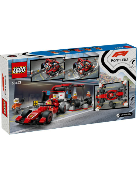 LEGO-60443,Lego City Boxa Si Mecanici F1 Cu Masina Ferrari 60443