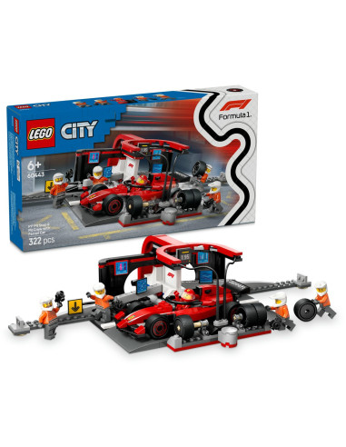 LEGO-60443,Lego City Boxa Si Mecanici F1 Cu Masina Ferrari 60443